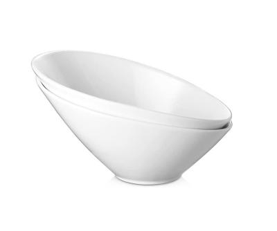 China European style special shaped tilted ceramic salad vegetable and fruit bowl viable for home or restaurant use for sale