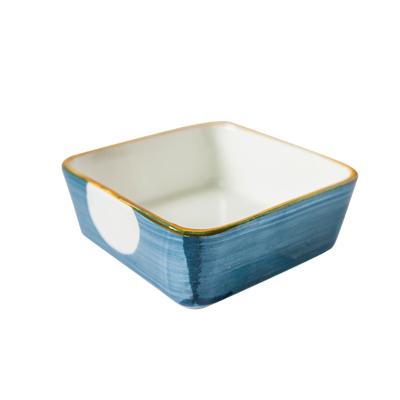 China Japanese style viable hot sale hand-painted pattern ceramic square bowl combination small all combination small ceramic snack bowl W for sale