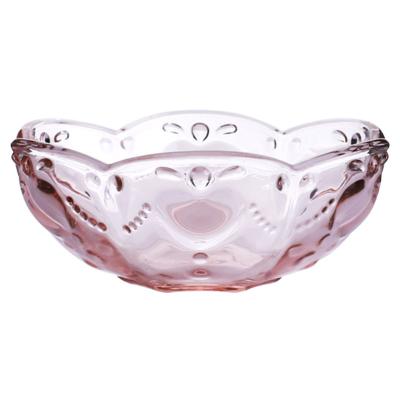 China Heart Shape Peach Blossom Flower Style Design Viable Modern Minimalist Relief Craft Food Lead Free Glass Bowl Healthy Material for sale