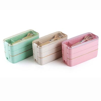 China High Quality Environment-Friendly Material Straw Fresh-keeping Wheat Multilayer Student Fresh-keeping Lunch Box Can Be Used For Microwave for sale