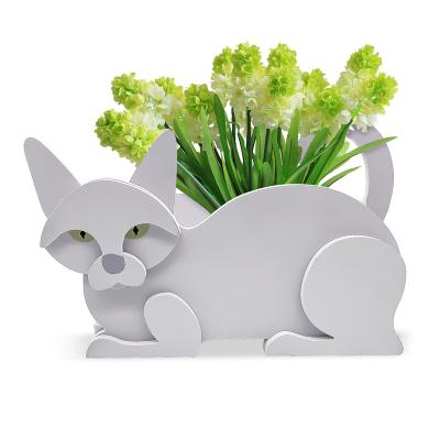 China Cartoon 1 Set Of Funny PVC Cat Flower Pots Unique Spring Mini Cat Planter Ornament On Table for sale