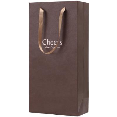 China Wholesale Recyclable Luxury Fancy Cardboard Single Recycled Paper Red Wine Bags Grape Wine Bottle Packaging Gift Boxes With Straps for sale