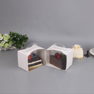 China Recycled Materials Portable Clear Layer Cut Pieces Cake Box Packaging Foam Pastry Triangle Box Custom LOGO for sale