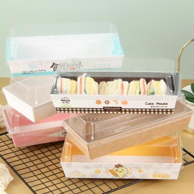 China Recycled Materials Dry Meat Tissue Paper Bag Shellfish Cake Roll Cellophane Window Boxes PVC Rectangular Sandwich Bread Boxes for sale