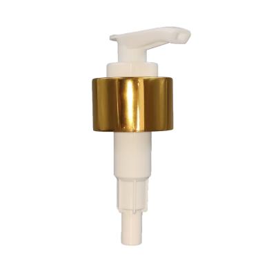 China Non Spill 28mm Gold Lotion Pump Aluminum-Plastic Lotion Pump Dispenser for sale