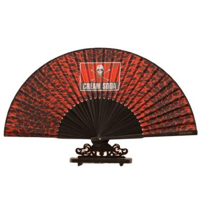 China Japan custom printed hand folding fabric bamboo fan for event or promotion for sale