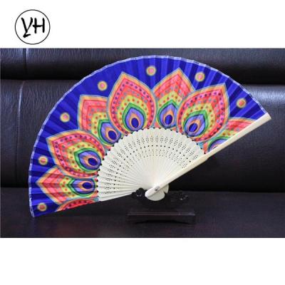 China Wholesale Custom Europe Bamboo Nylon Ply Hand Fan for sale