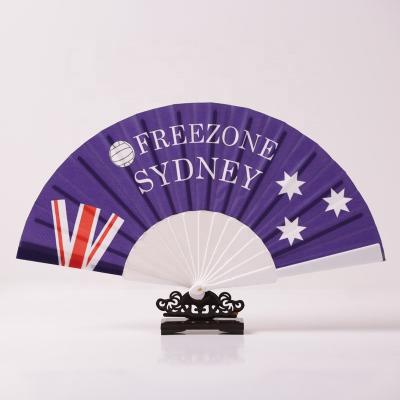 China Europe Promotional Plastic Hand Fan With Printed Paper for sale