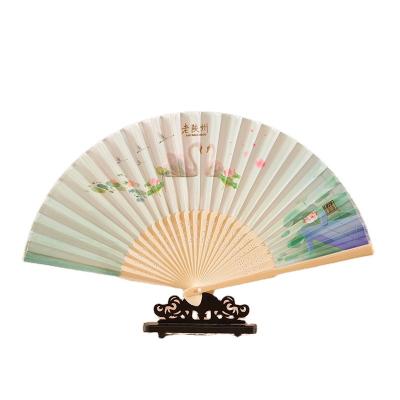 China Japan Custom Printed Hand Folding Bamboo Fan For Promotional Gifts for sale