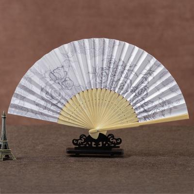 China Japan Customized Bamboo Paper Fan Full Color Printing for sale