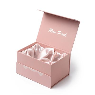 China Reused Logo Premium Luxury Pink Cardboard Materials Custom Paper Hair Extension Wig Gift Magnetic Packaging Box for sale