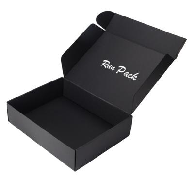 China Recycled Mailing Cardboard Paper Boxes Custom Eco Friendly Apparel Materials Shirt Black Corrugated Box For Apparel And Shoe Packaging for sale