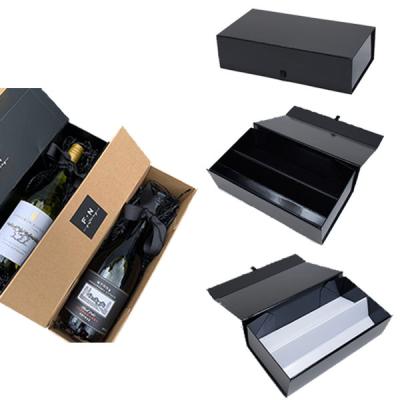 China Recycled Materials Custom Logo Printed Rigid Cardboard Liquor Packaging Champagne Whiskey Bottles Folding Paper Gift Box For Wine for sale