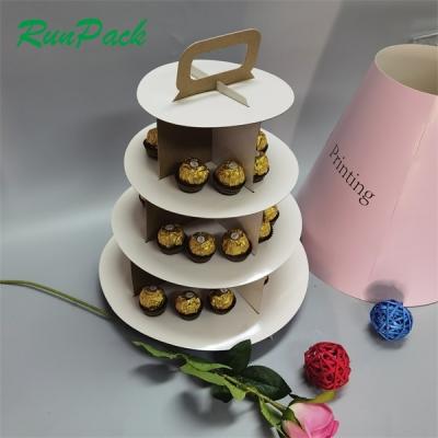 China Handmade Wholesale Snack Pastries Rack Birthday Wedding Party Decoration Dessert Cup Cake Display Plate Paper Five Dish Cake Display for sale