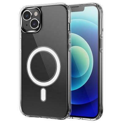 China 2022 Shockproof New Radio Charging Transparent Clear PC Shockproof Phone Case For iPhone Magnetic Case for sale