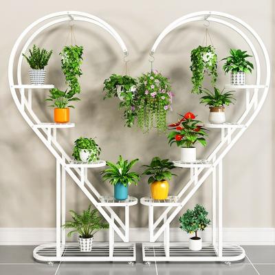 China Hot Sales CLASSIC Heart Shape Factory Stainless Racks Set Home Decoration 5 Tier Steel Metal Flower Display Stand for sale