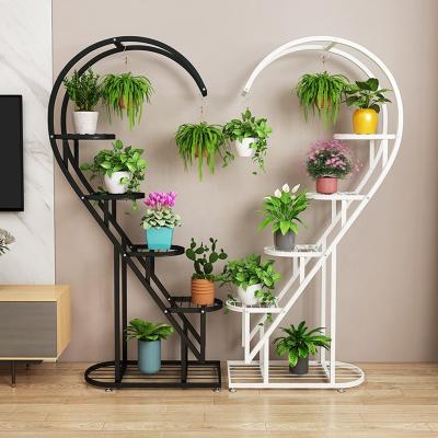 China CLASSIC Heart Shape Flower Stand Designs Indoor Multi-Layer Metal Flower Display Rack Hang Tiers Plant Pot Stands Set for sale