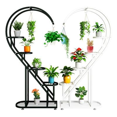 China Large CLASSIC Decoration Wrought Iron Heart Shape Indoor Metal Flower Pot Holder Floor Standing Plant Planter Stand for sale