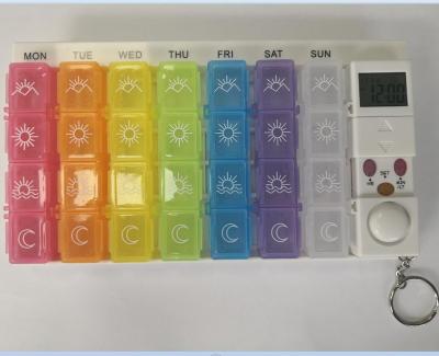 China Medicine 7 Day Weekly Pill Dispenser with Alarm Timer Reminder for sale