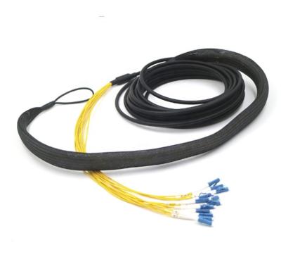 China FTTX Pull Nail Pre Terminated Outdoor Fiber Optic Cable Assemblies Unitary Mode 12 Core LC/UPC to LC/UPC PE Sheath for sale