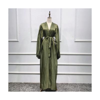 China Design Front Open Abaya Dubai Fancy Turkish Arabic Polyester Factory Supply Directly New Shinny Islamic Clothing for sale