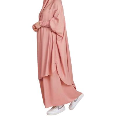 China Daily Casual Formal Hot Muslim Women 2 Piece Set Suit Solid Dress Long Robe Two Piece Dress Full Cover Pray Abaya Islamic Clothing for sale