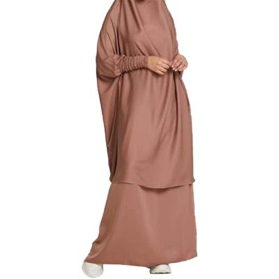 China Elastic Sleeve 2021 Nida Materia Kaftan Women Jilbab Wholesale 2 Pieces Pray Abaya 2 Pieces Hijab Dress Prayer Women for sale