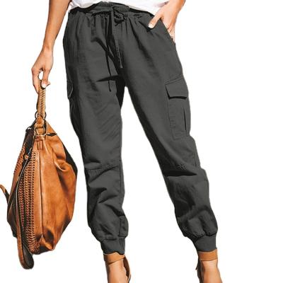 China 2022 Women's Solid Color Fashion Cargo Pants Overalls Breathable Casual Pocket Women's Pants And Trousers for sale