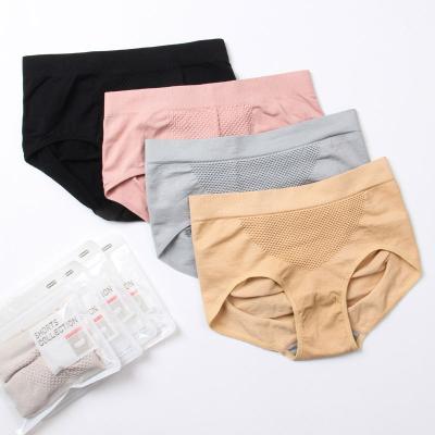 China Free Antibacterial Regular Breathable Nylon Ladies Plus Size Hipster Brief Belly Massage 3D Honeycomb Seamless Women's Underwear for sale