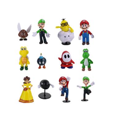 China smlhparty Figures Mario Cake Toppers Birthday 12PCS Mario Mini Cartoon Toy Figures For Cake for sale