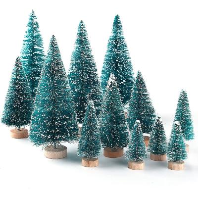 China Mini DIY Christmas Tree Mini Sisal Bottle Brush White Christmas Tree Modern Pine Santa Snow Frost House Decoration for sale