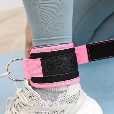 China Dropshipping Durable Fitness Weightlifting Padded Ankle Strap D Ring Gym Ankle Support Strap Protector for sale