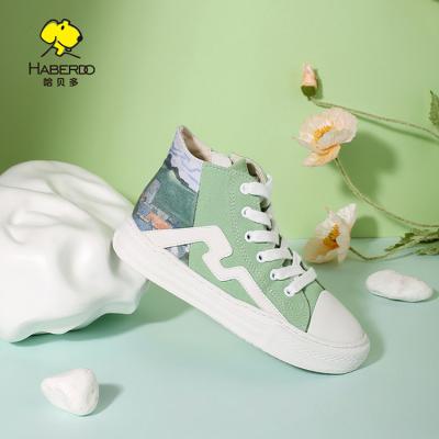 China Flat Stylish Canvas Shoes Comfortable Slip On Kid Walking Shoes Kids High Cut Shoes for sale