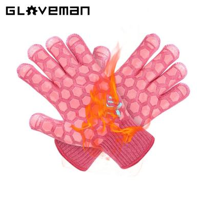 China MOVAN Easily Cleaned Amazon Thicken Oven Silicone Cotton Lining Mittens Food Grade Silicone Thick Kitchen Heavy Duty Hot BBQ Gloves for sale