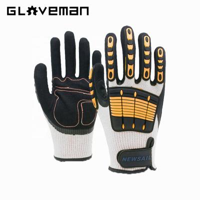 China High Quality Anti-smash GLOVEMAN Carpenter Nitrile 1/2 Comfortable Palm Coated TPR Anti Impact Gloves Civilian Physical Work Work for sale