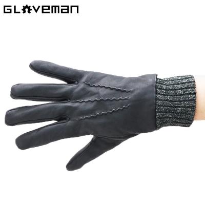 China Gloveman Winter Fashion Comfortable Goatskin Fleece Leather Motor Windproof Touch Screen Gloves Other Sports Gloves Women Men Men. for sale