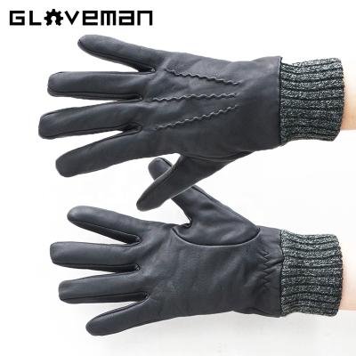 China Comfortable Hot Sale Fashion Winter Shear Gloves Black Goatskin Leather Touch Screen Motor Windproof Other Sport Gloves For Women Men. for sale