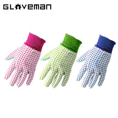 China GLOVEMAN Women Men Yard Soft Breathable Rubber Anti-Slip PVC Dots Cotton Jersey Ladies Floral Gardening Working Gloves for Garden Planting for sale