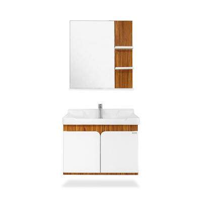 China Modern Chinese Plug And Play Bathroom Fixture Solid Wood Wall Hung Vanity Bathroom Cabinet Sink for sale