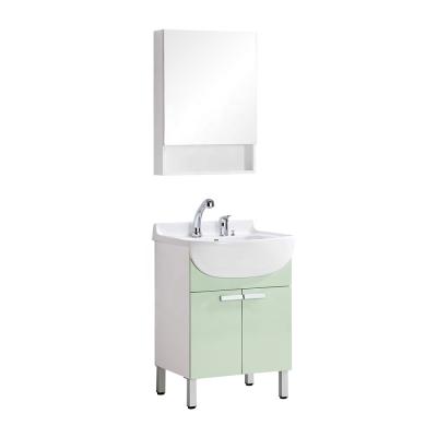 China Modern Floor Standing Luxury Hotel Furniture 2 Doors Bath Room Bathroom Cabinet With Mirror Vanity for sale