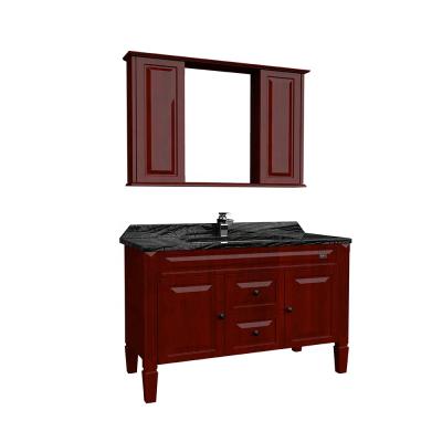 China Traditional American Style Bathroom Cabinet Floor-standing Antique Bathroom Vanity Sink Solid Wood Combination for sale