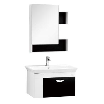 China Simple Wall Mounted Modern Wooden Hotel Sink Wash Basin Bathroom Vanity With Mirror Cabinet for sale