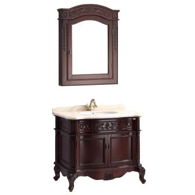 China Traditional Classic Style Bathroom Single Sink Vanity With Tops And Legs Customized Vintage Wood Bathroom Cabinet for sale