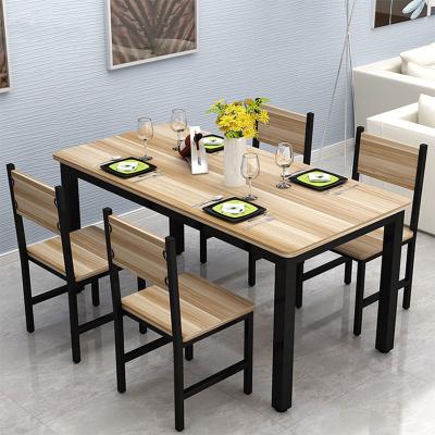 China Rectangular (Height) Dining Table Living Room Metal Stainless Steel Frame Wood Table Desk Adjustable Rectangular Dining Chair for sale