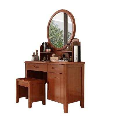 China Modern Wooden Simple Bedroom Dressers Mirror Furniture Table Makeup White Pink Dressing Cabinet for sale