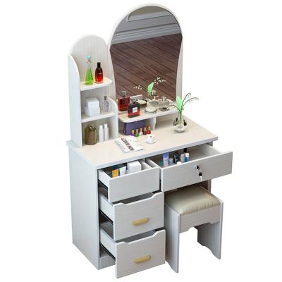 China Simple Modern Bedroom Dressing Cabinet Wooden Makeup Table Furniture Solid Wood Dresser With Mirror for sale