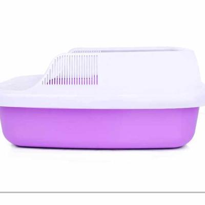 China New Cat Litter Basin Cat Litter Basin Large Semi-Enclosed Viable Pet Toilet High Border Splash Cat Litter Box for sale