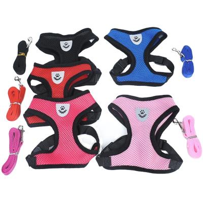 China Cat Pet Dog Harness and Leash Custom Adjustable Soft Mesh Mesh Harness Vest Set for Dogs Puppy for sale