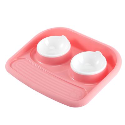 China Wholesale Environmentally Friendly Plastic Bone Bowl Double Stain Stocked Pet Bowl for sale