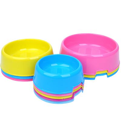 China Wholesale Multi Color Simple Plastic Dog Cat And Small Dog Food Bowl Tableware Candy Stocked Round Bowl for sale